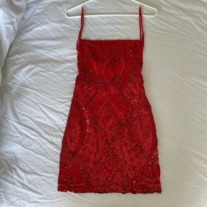 Lucy in the sky Size:S Backless Red sequin mini dress